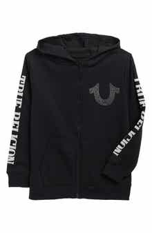 True Religion Kids' Rhinestone Horseshoe Logo Zip-Up Hoodie