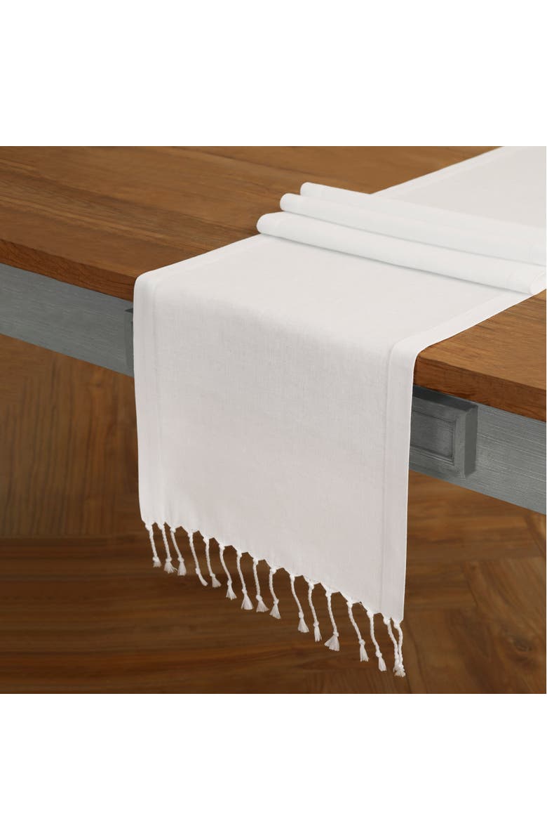 Solino Home Linen Table Runner for Dining Table, Holiday and Everyday Table Decor - Twisted Fringe, Main, color,