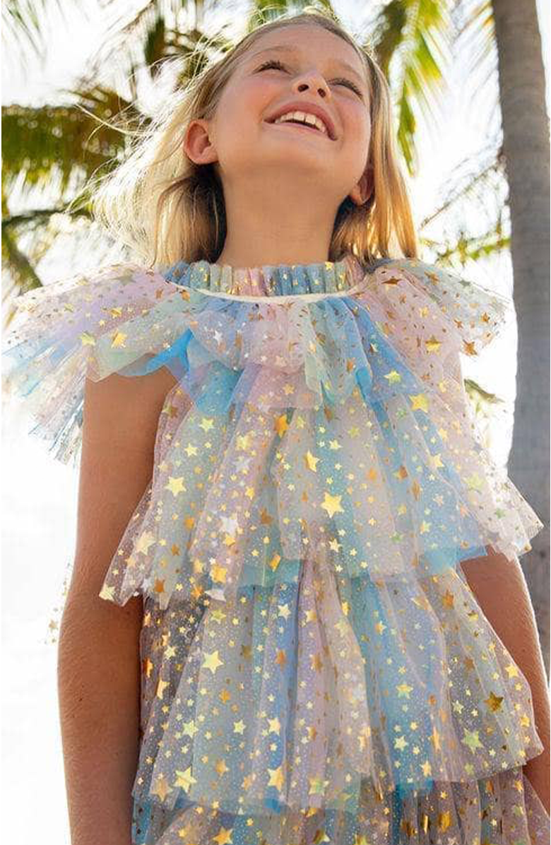 Lola + The Boys Pastel Stars Dress, Alternate, color, 