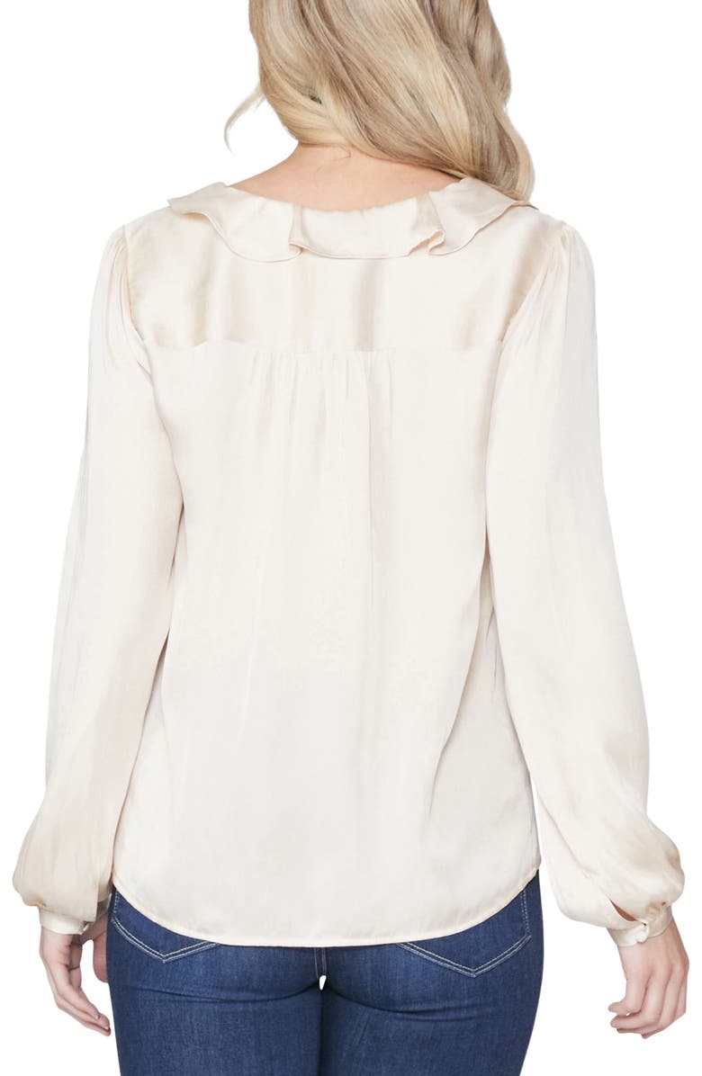 PAIGE Ilara Ruffle Satin Blouse, Alternate, color, Ecru