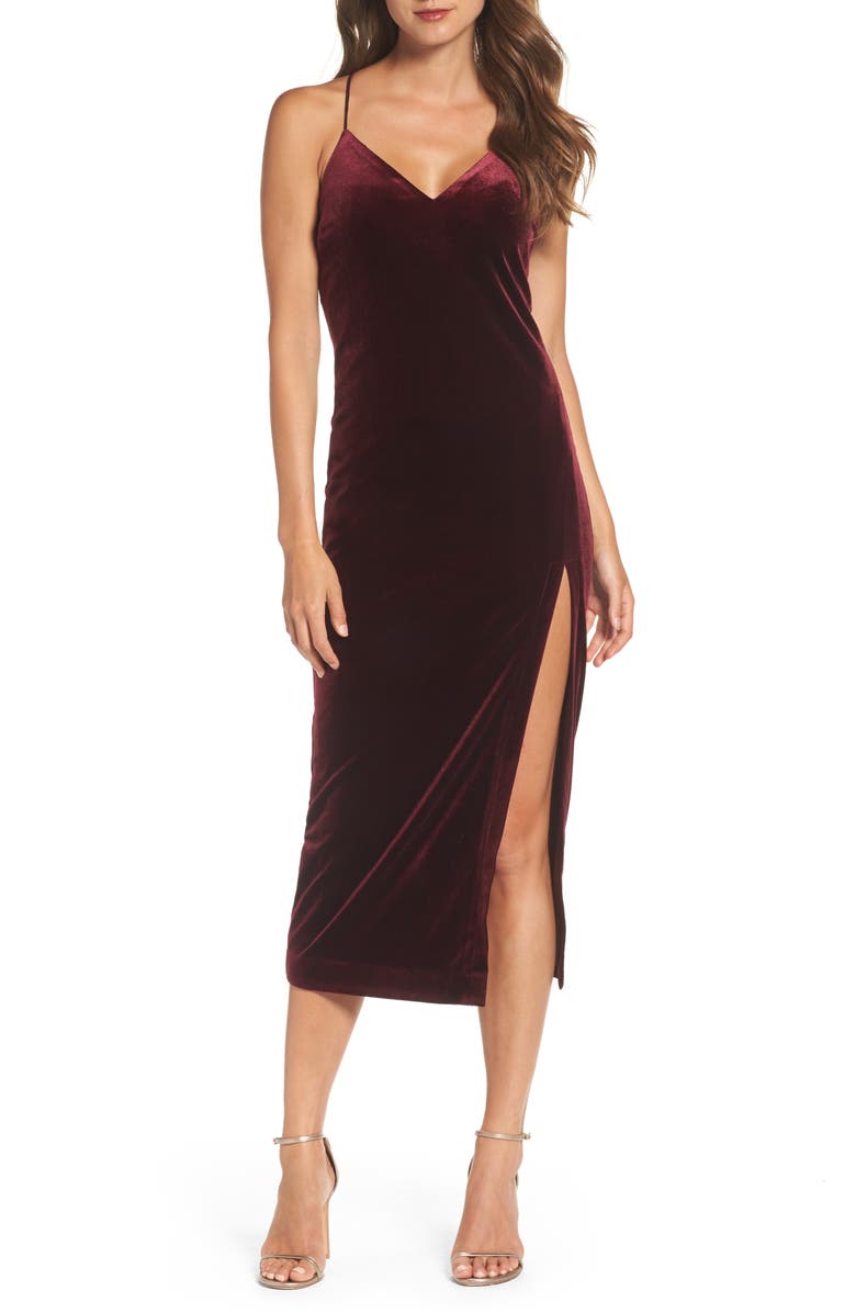 Bardot Raven Velvet Slipdress, Main, color, 