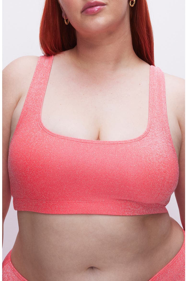 Sparkle Metallic Bikini Top, Alternate, color, FIERY CORAL 002