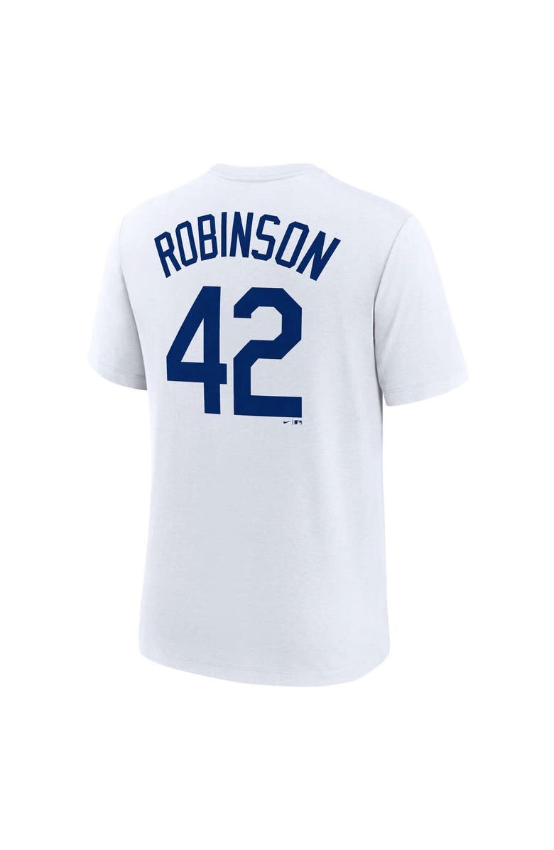 Nike Men's Nike  Jackie Robinson White Brooklyn Dodgers Cooperstown Collection Tri-Blend Name & Number T-Shirt, Alternate, color, 