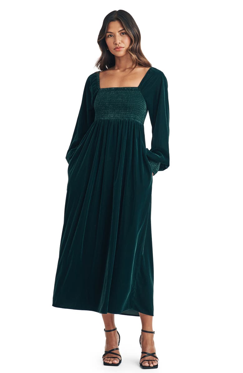 Nobody's Child Kylie Velvet Long Sleeve Midi Dress, Alternate, color, 