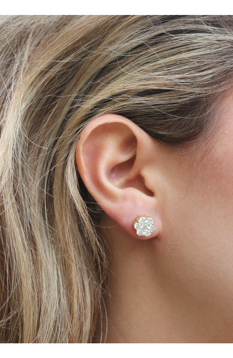 LuvMyJewelry Meadow 14K Yellow Gold Cluster Lab Grown Diamond Unisex Earrings - 1.45 Cts, Alternate, color, 14K Yellow Gold