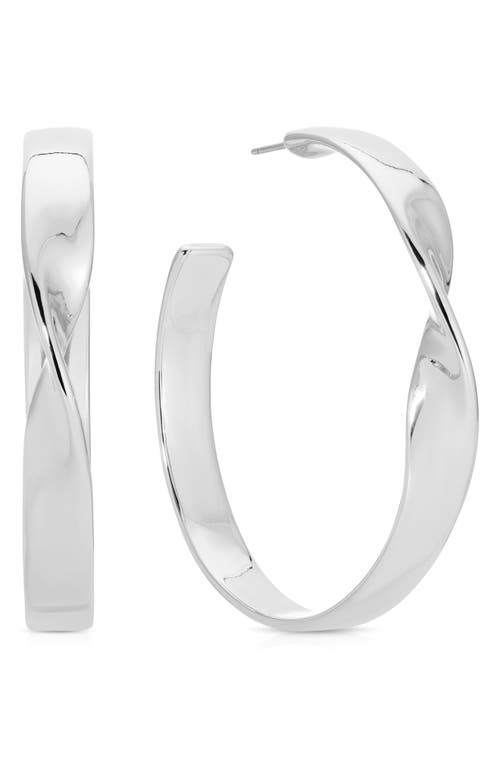 Ettika Heirloom Twist Medium Hoops Earrings In Silver