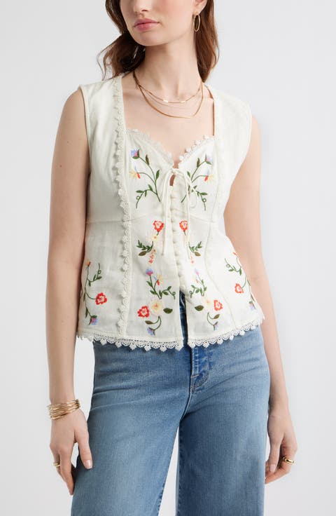 Embroidered Sleeveless Top