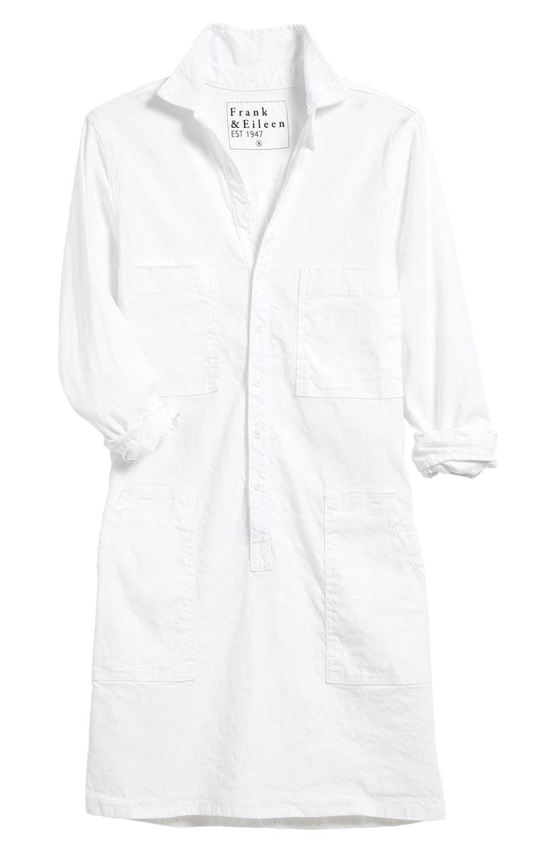 Frank & Eileen Ireland Long Sleeve Stretch Cotton & Linen Shirtdress, Alternate, color, White