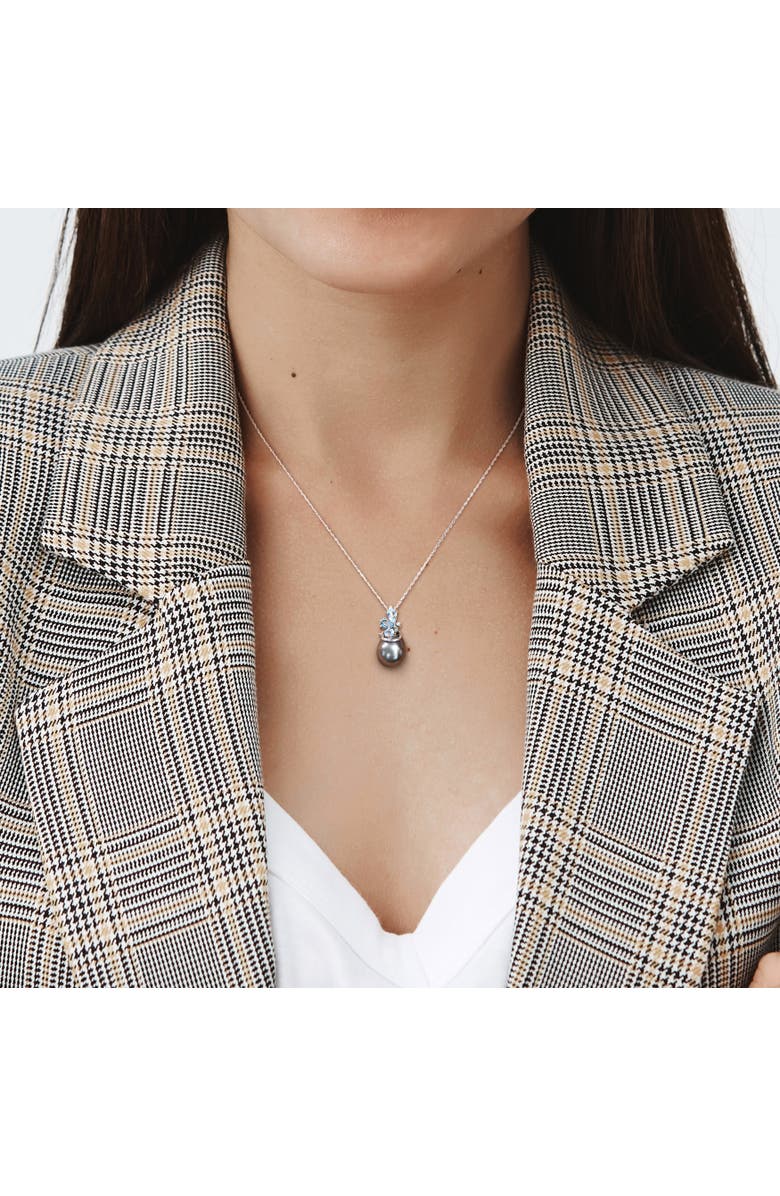 Julianna B. Tahitian Pearl Blue Topaz & Diamond Necklace 14k, Alternate, color, Cultured Tahitian Pearl