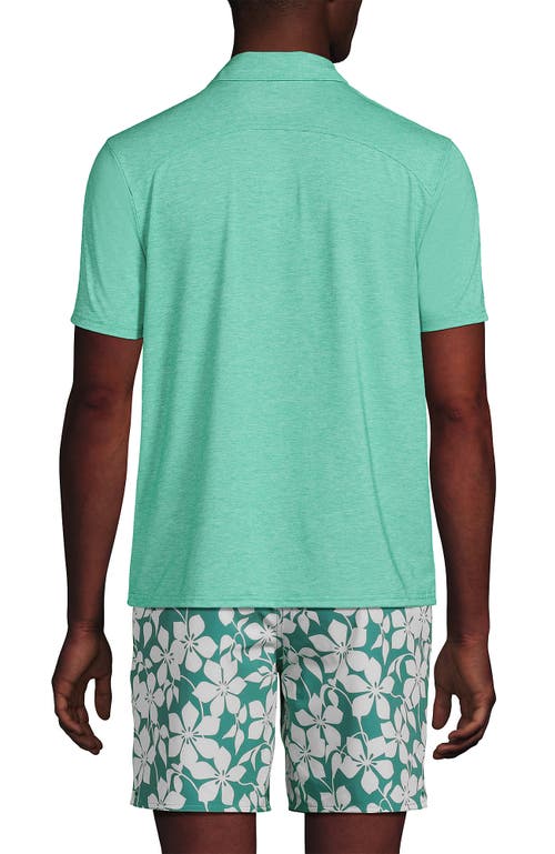 LANDS' END LANDS' END UPF 50 SHORT SLEEVE JOHNNY COLLAR POLO RASH GUARD SHIRT