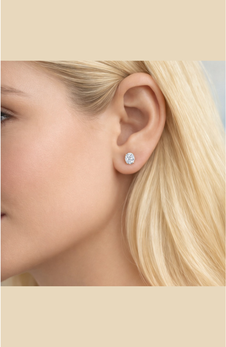 DLORIA Elena Oval Moissanite Vermeil Stud Earrings, Alternate, color, Gold