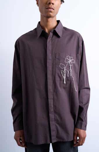 Floral Rope Embroidered Poplin Button-Up Shirt