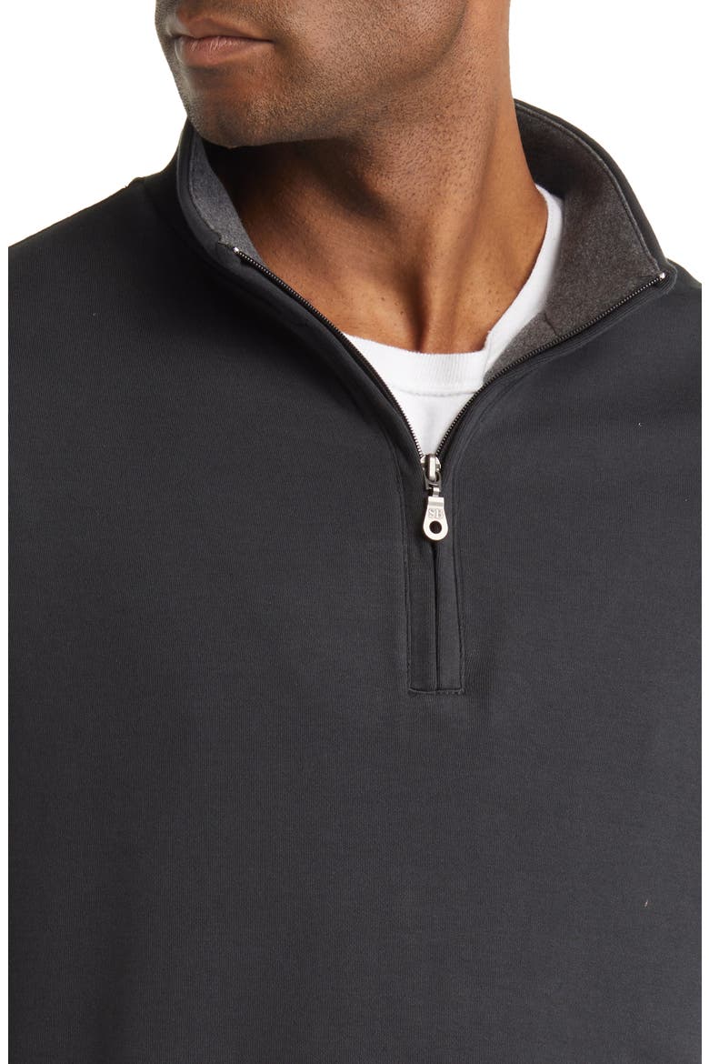Pima Cotton Interlock Quarter Zip Pullover, Alternate, color, BLACK