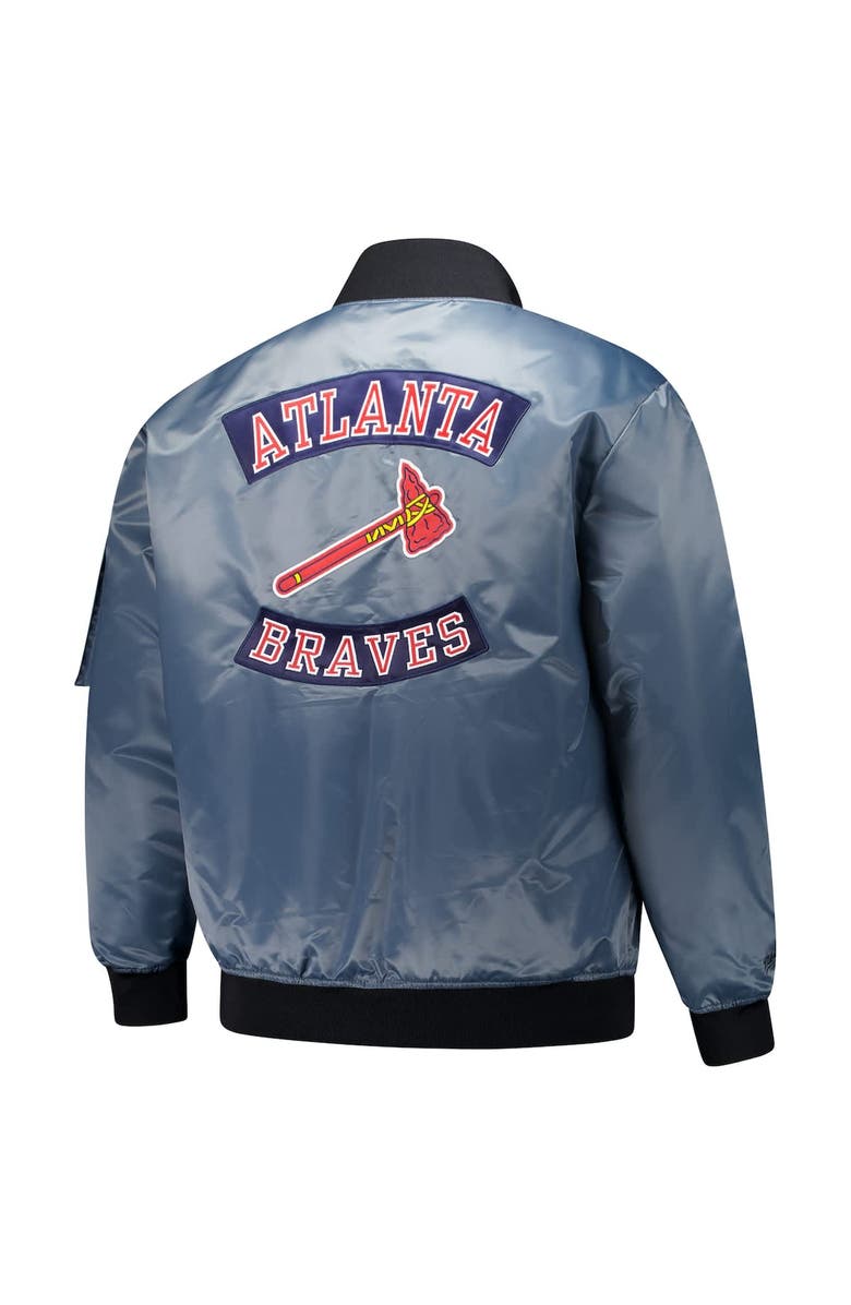 PROFILE Men's Profile Charcoal Atlanta Braves Big & Tall Full-Zip Bomber Jacket, Alternate, color, 