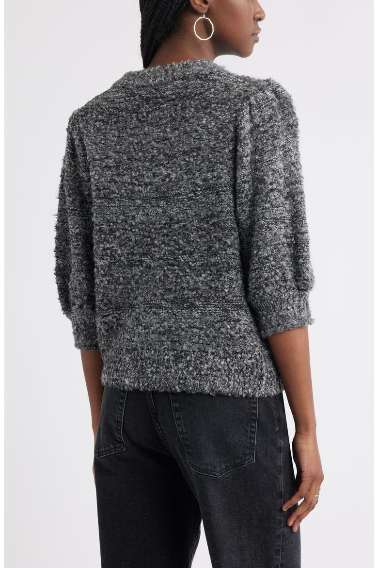 Elbow Sleeve Marled Sweater, Alternate, color, GREY DARK CHARCOAL