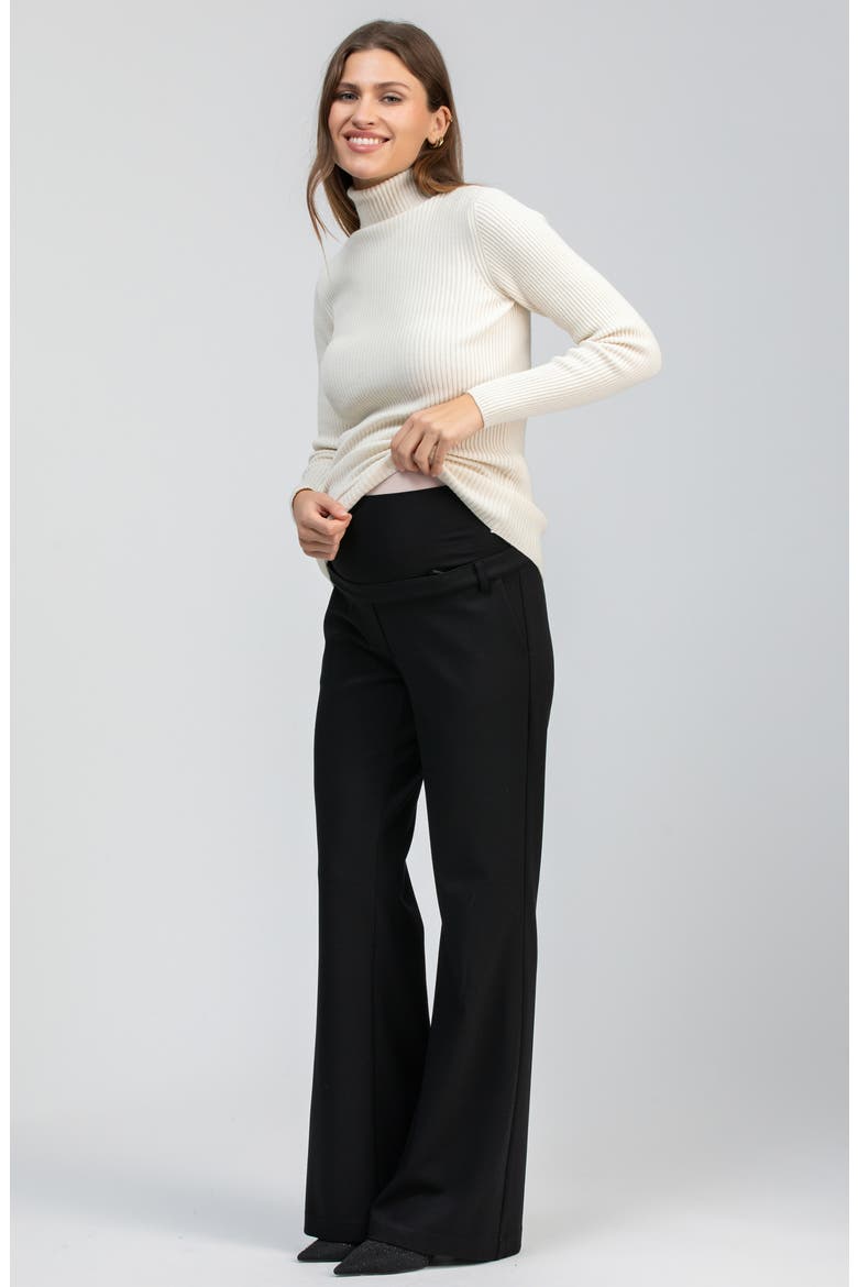 Robin Over the Bump Wide Leg Maternity Pants, Alternate, color, BLACK