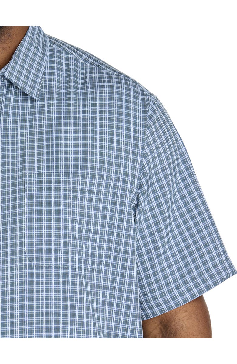 Harbor Bay by DXL Big & Tall Plaid Microfiber Sport Shirt, Alternate, color, Blue