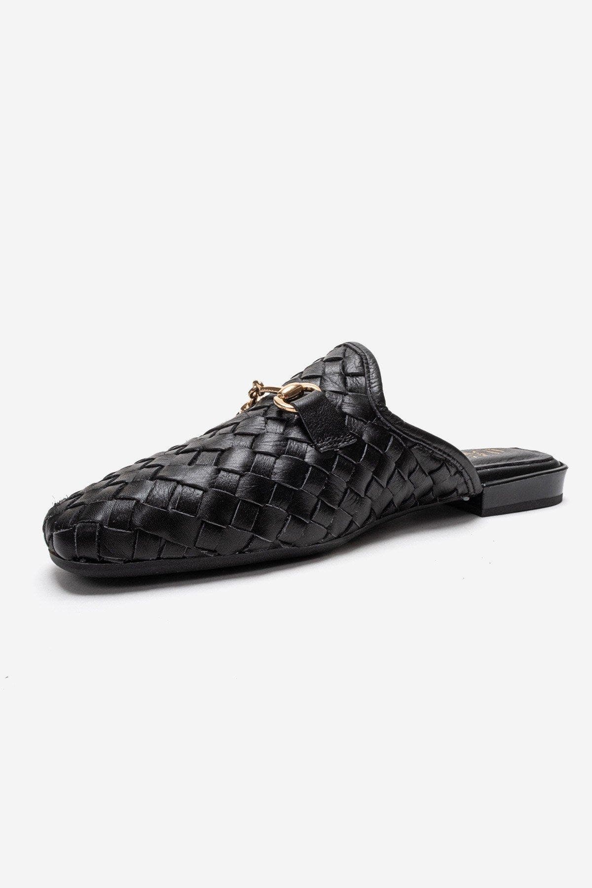 Forever & Always Shoes Senia Leather Woven Mule, Alternate, color, Black