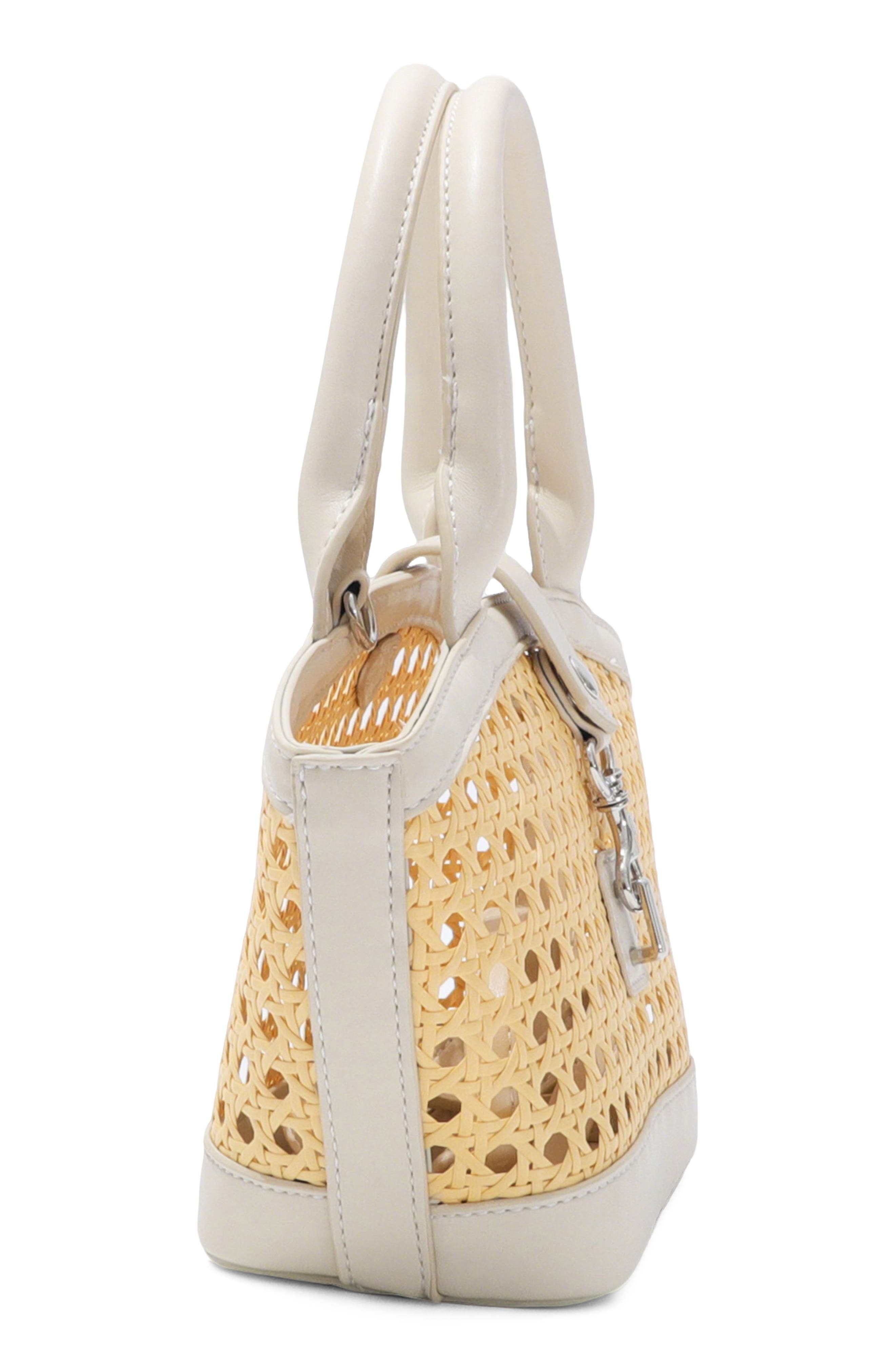 Kane Rattan Shoulder Bag, Alternate, color, WHITE/ TAN