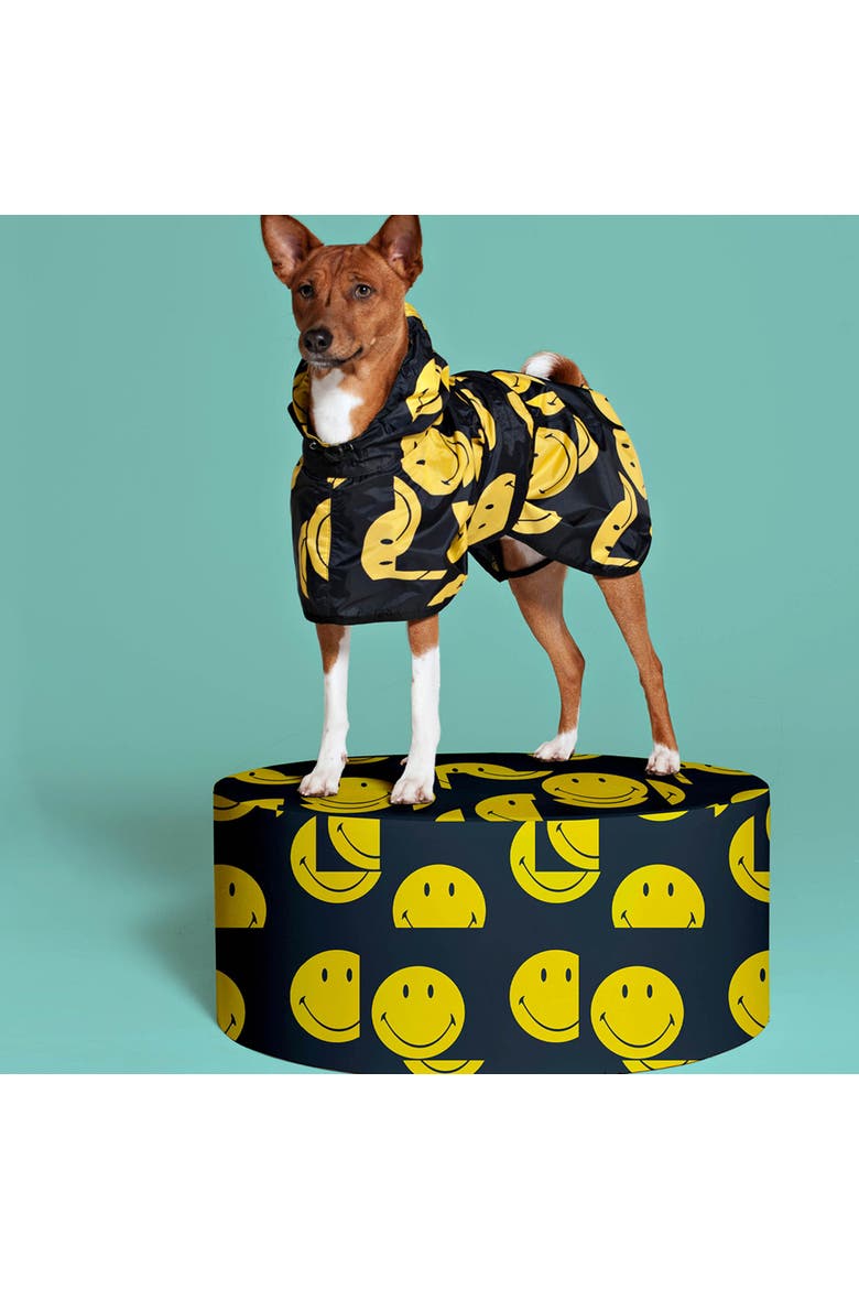 Dog Rain Poncho All Smiles x Smiley, Alternate, color, Yellow