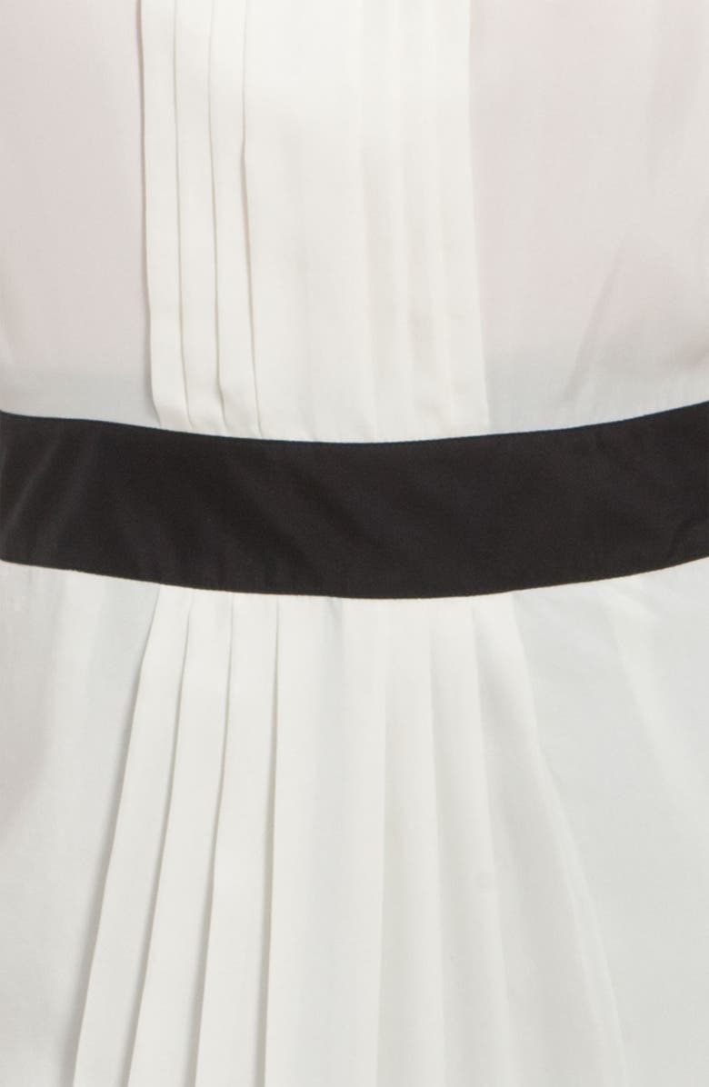 Trouvé Pleat Front Collared Silk Chiffon Dress, Alternate, color, 