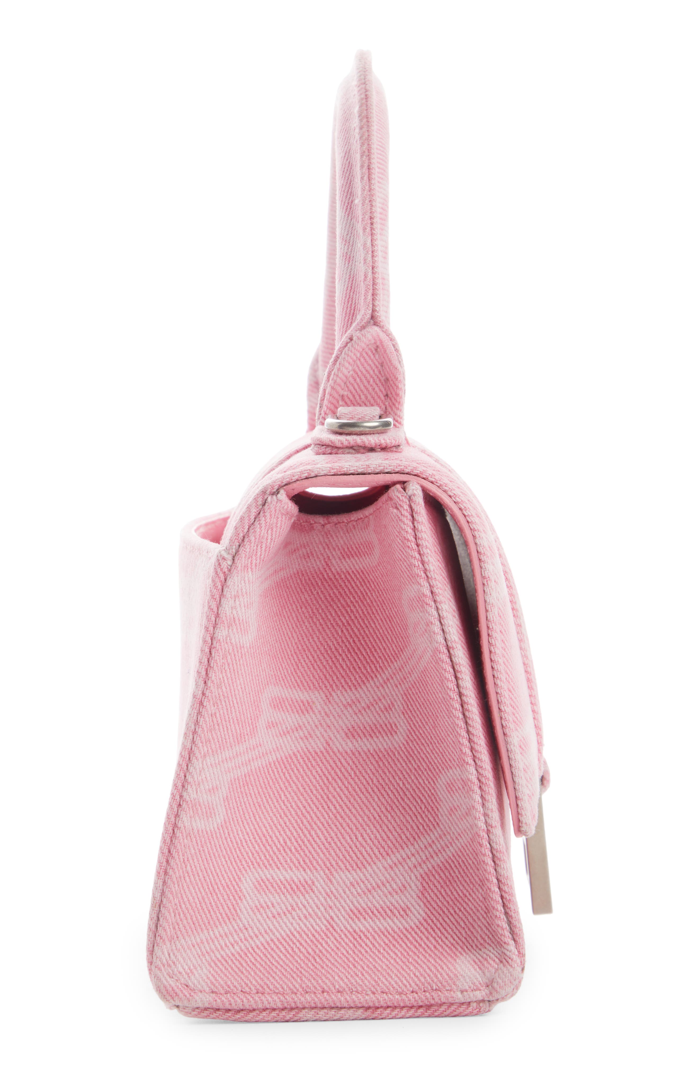 Balenciaga Extra Small Hourglass Monogram Denim Top Handle Bag, Alternate, color, 