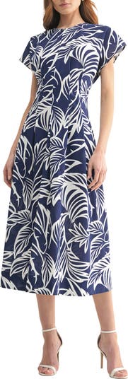 Cap Sleeve Fit and Flare Midi Dress