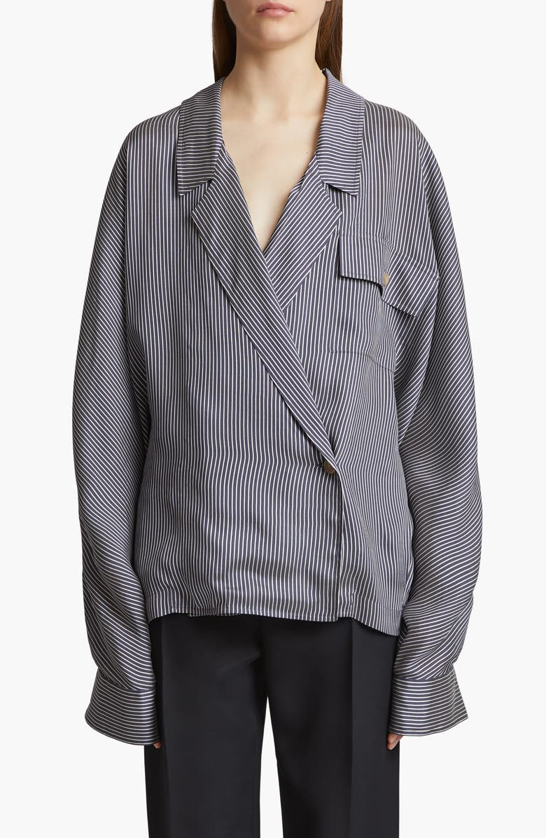 Khaite Garth Stripe Asymmetric Blazer, Main, color,