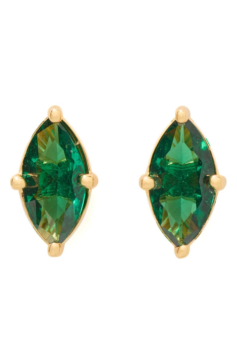 Kate Spade New York marquise cut solitaire stud earrings, Main, color, Emerald.