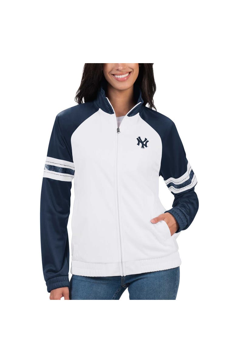 G-III 4HER BY CARL BANKS Women's G-III 4Her by Carl Banks White New York Yankees Show Up Raglan Full-Zip Track Jacket, Alternate, color,