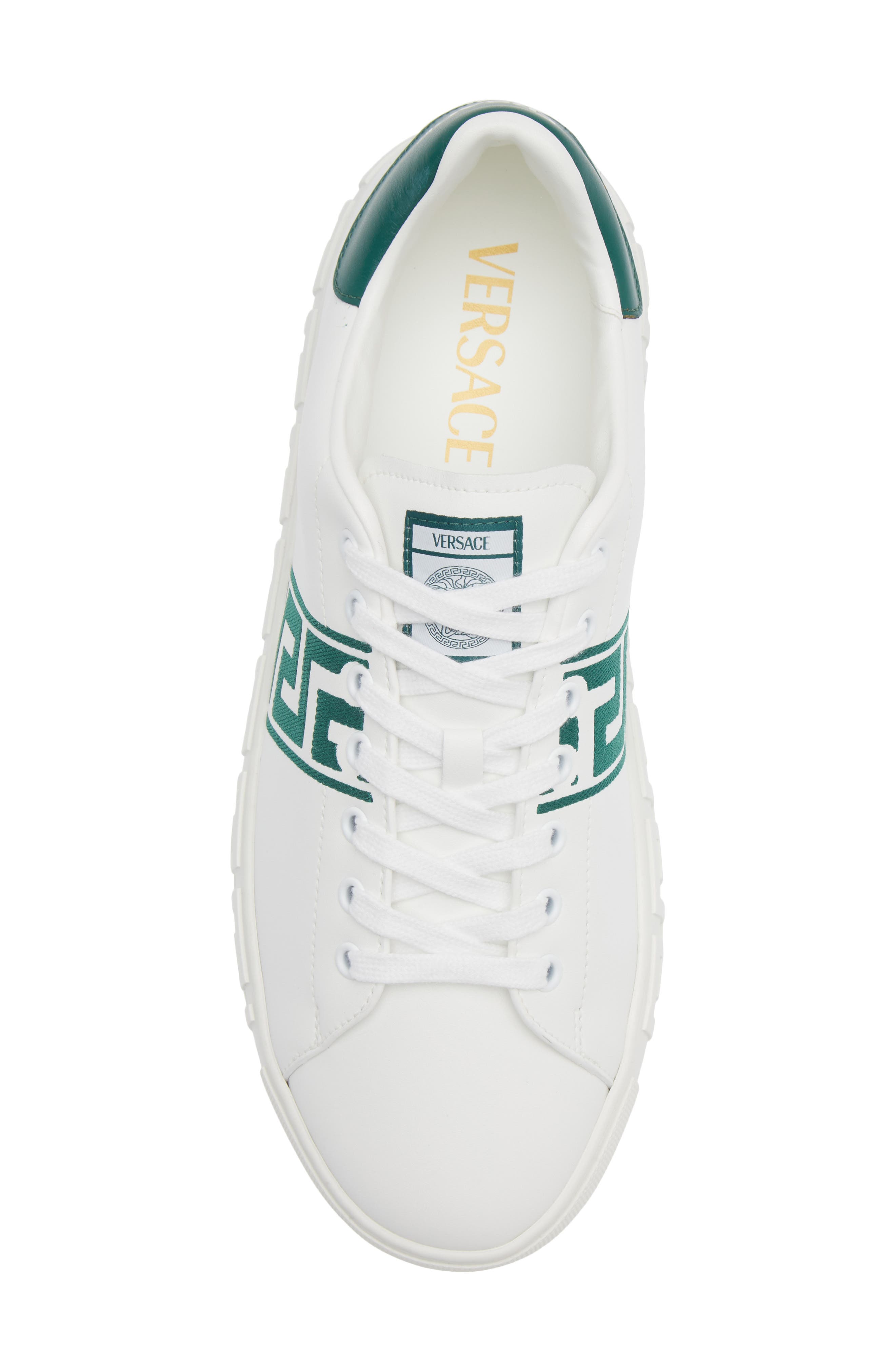 Versace Barocco Greca Jacquard Low Top Sneaker, Alternate, color, White/ Bosco Green