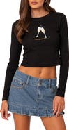 EDIKTED Champagne Problems Long Sleeve Crop Top