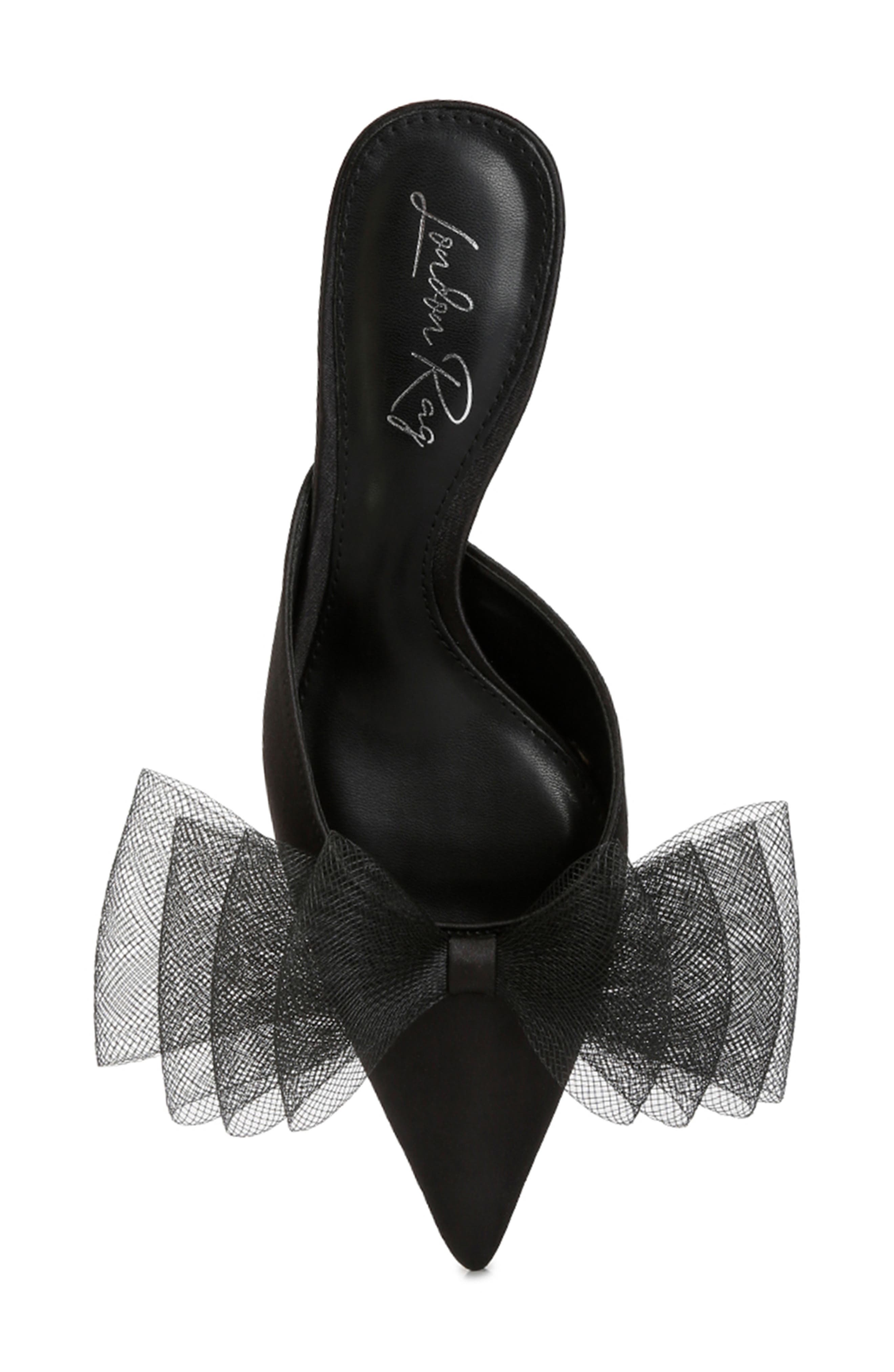 LONDON RAG Asma Bow Embellished Kitten Heel Mule, Alternate, color, Black