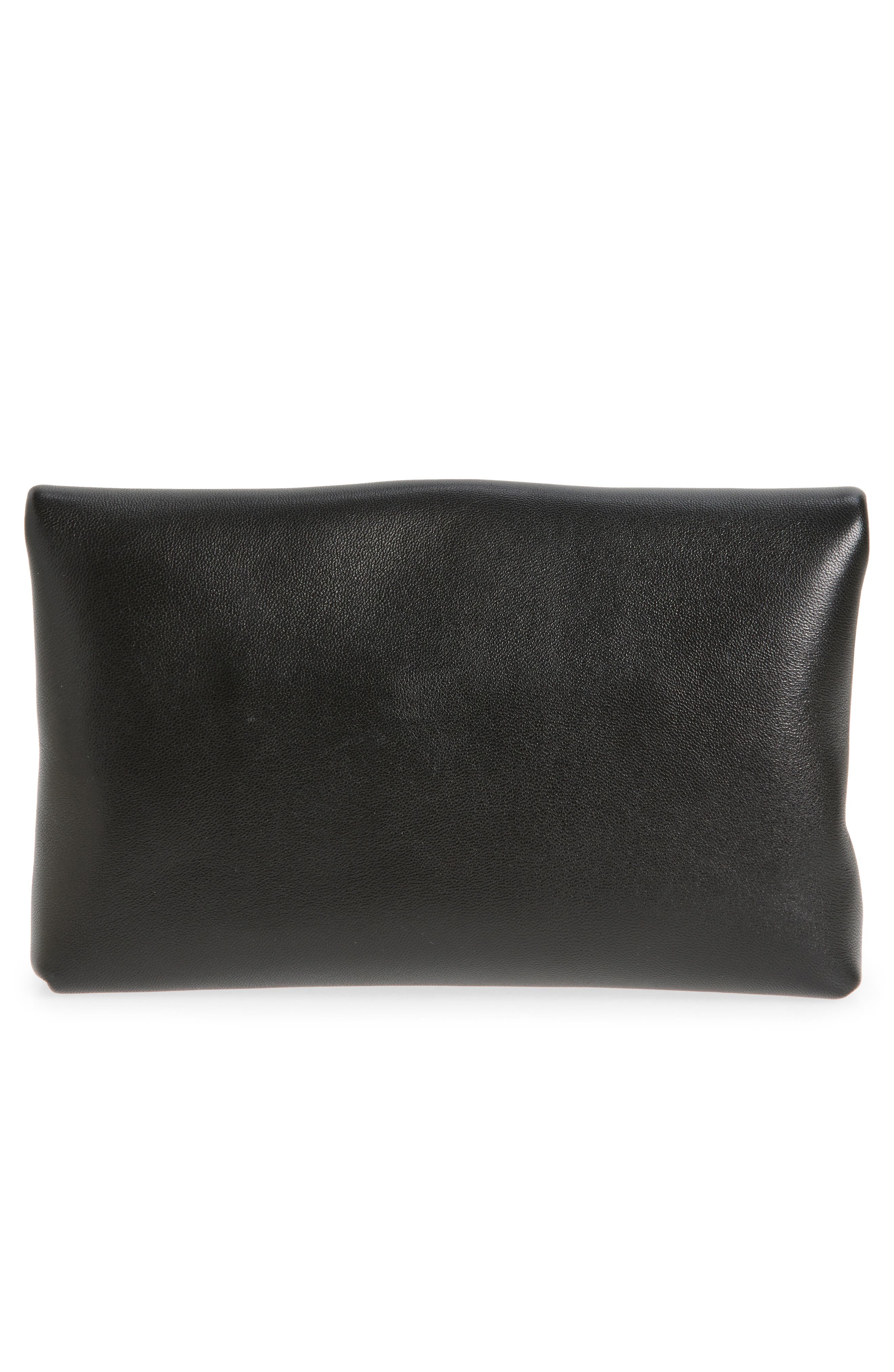 Saint Laurent Small Cassandre Leather Envelope Pouch Clutch, Alternate, color, Black
