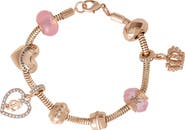 Juicy Couture Multi-Charm Beaded Chain Bracelet, Gold-Tone with Pink Accents