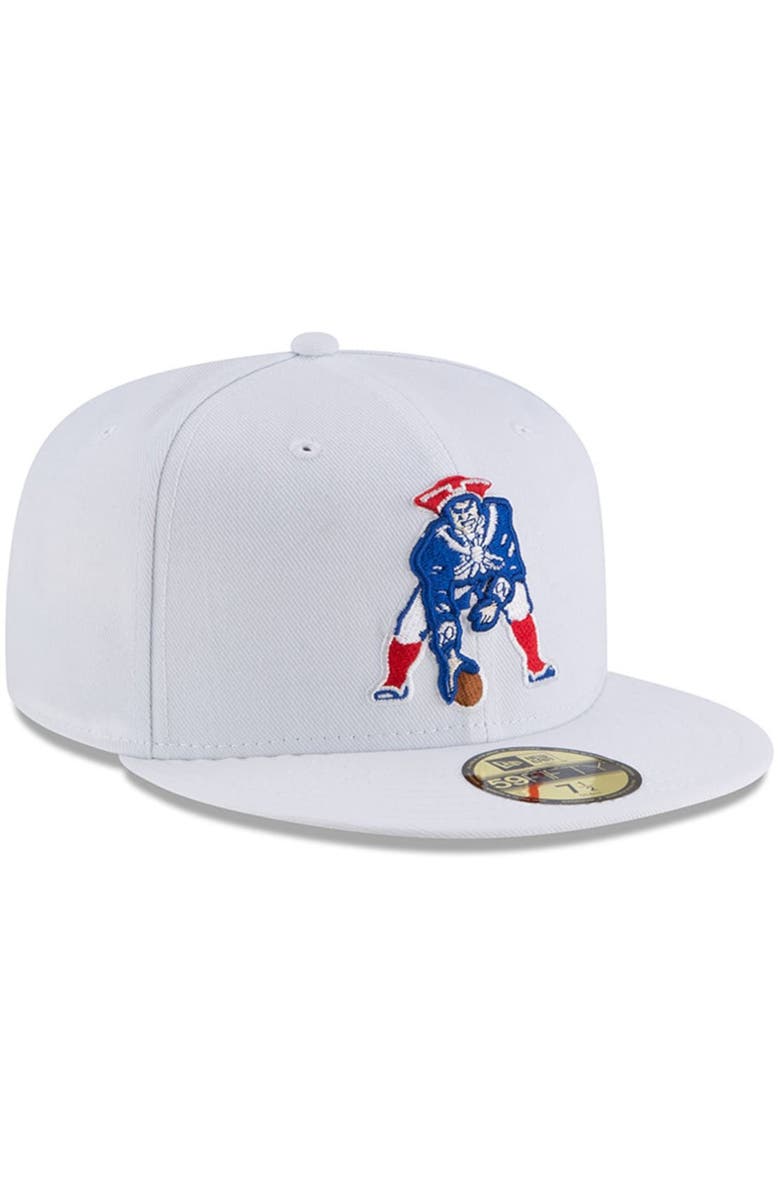 New Era Men's New Era White New England Patriots Throwback Logo Omaha 59FIFTY Fitted Hat, Alternate, color, 