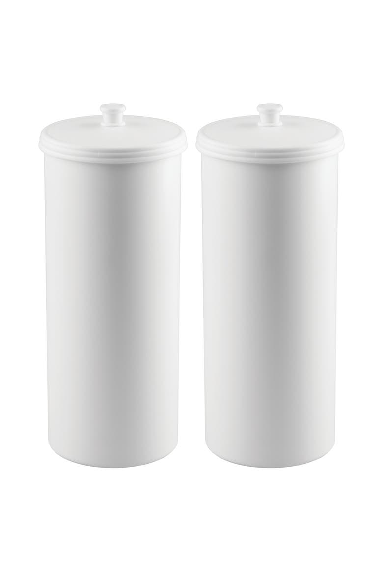 Freestanding Toilet Paper Canister, Set of 2, White, Made in USA, Main, color, White
