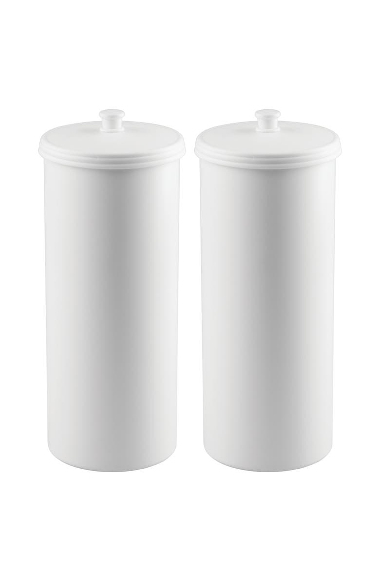 iDesign Freestanding Toilet Paper Canister, Set of 2, White, Made in USA, Main, color, 