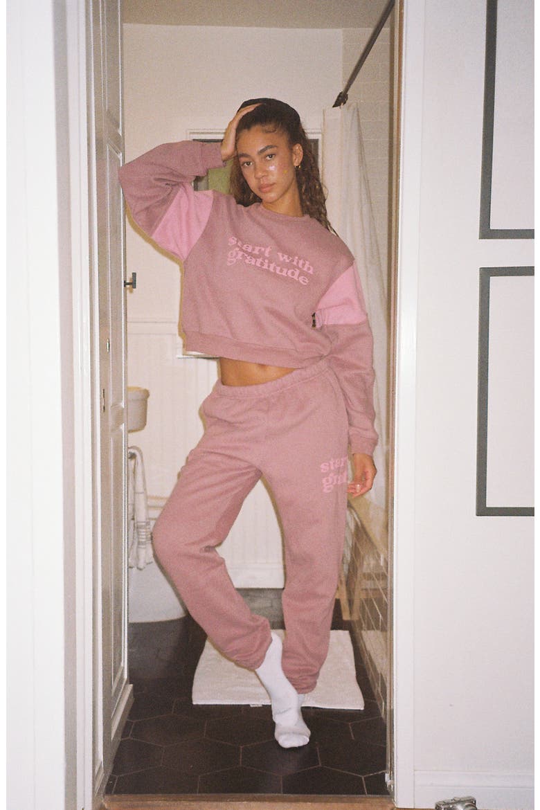Start with Gratitude Sweatpants, Alternate, color, PINK