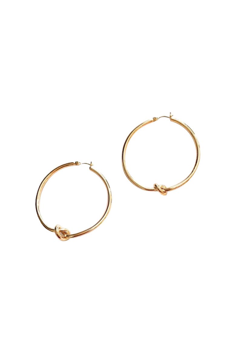Knot Hoop Earrings, Alternate, color, Gold
