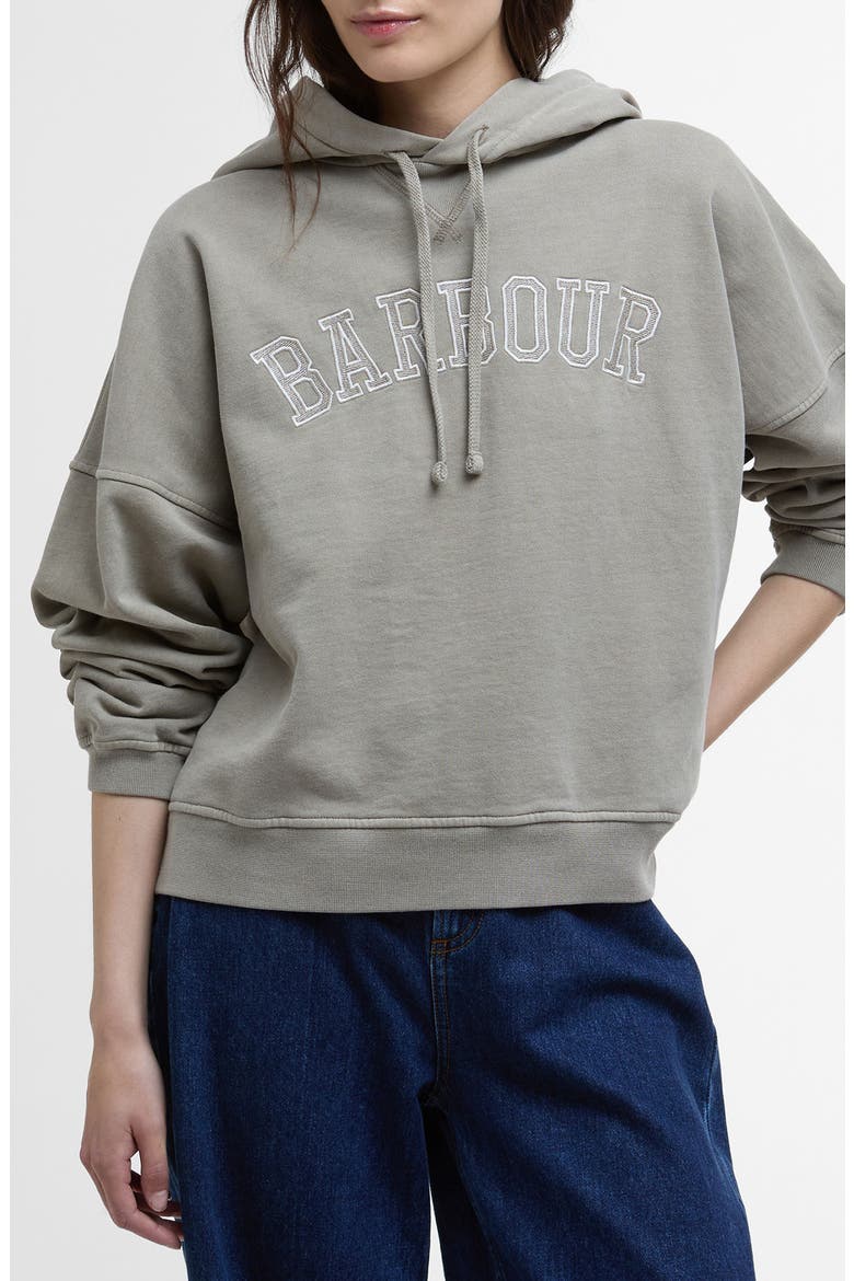 Katie Logo Embroidered Cotton Graphic Hoodie, Main, color, WASHED KHAKI