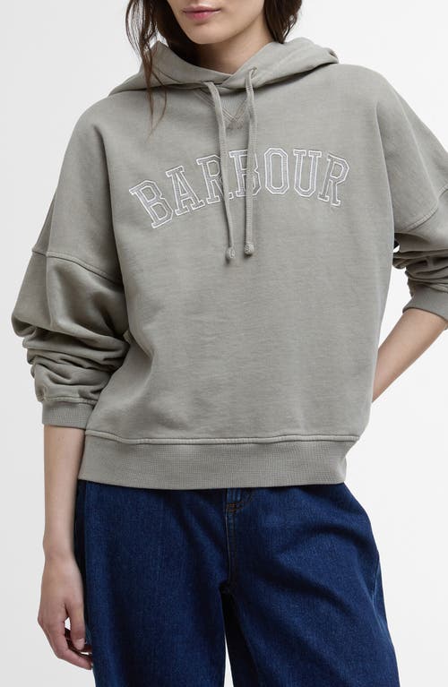 Barbour Katie Logo Embroidered Cotton Graphic Hoodie In Gray