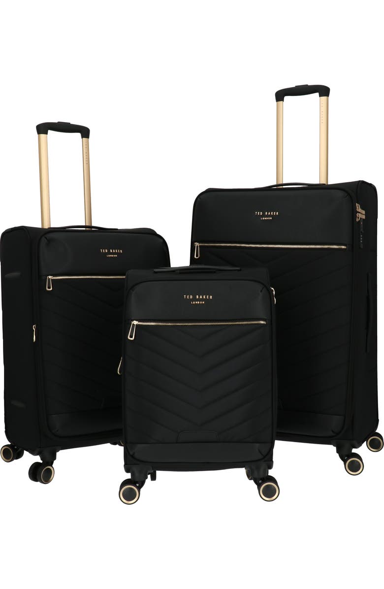 Ted Baker Chevron Quilt 3-Piece Luggage Set, Main, color, Black
