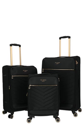 Ted Baker Chevron Quilt 3-piece Luggage Set In Black