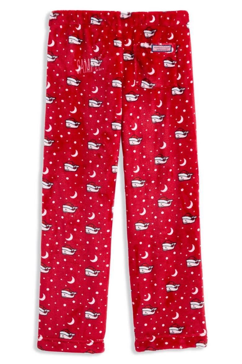 Kids' Print Fleece Sleep Pants, Alternate, color, RED SANTA MOON