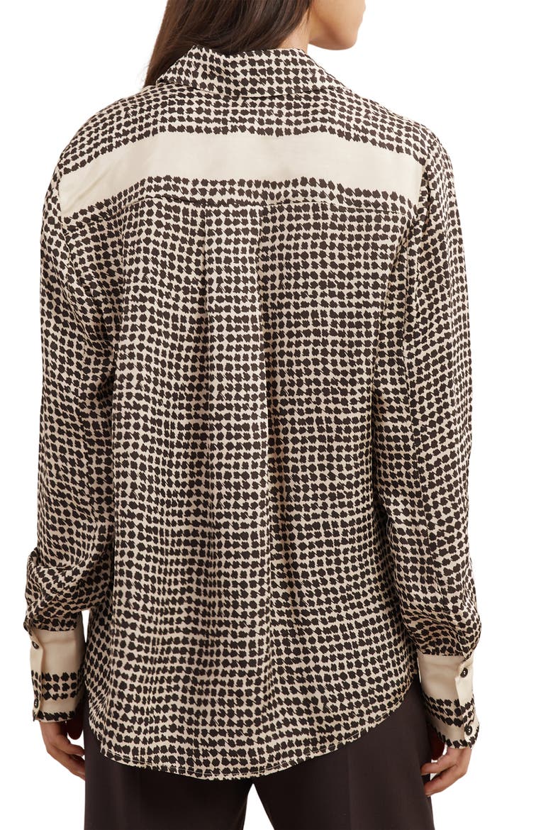 Harper Houndstooth Tuxedo Bib Button-Up Shirt, Alternate, color, IVORY/ BLACK