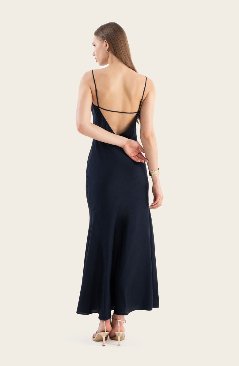 Italic Marlowe Silk Maxi Dress, Alternate, color, Navy