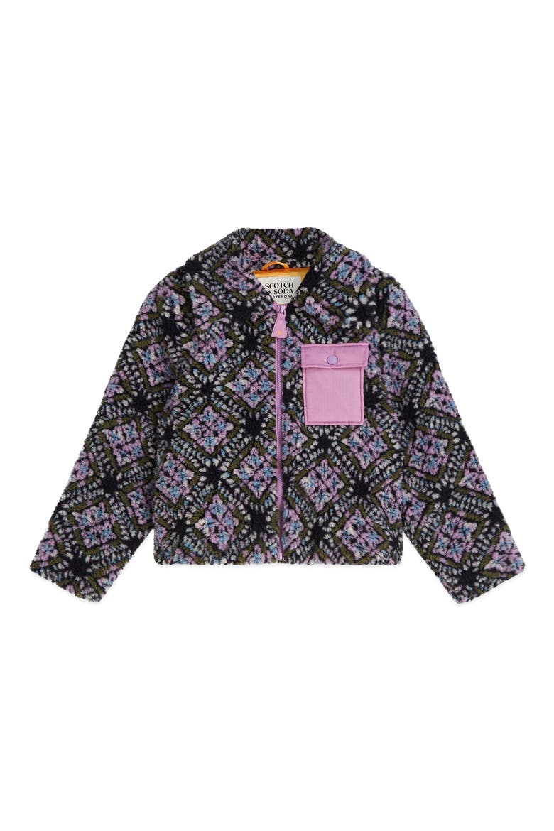 Kids' Jacquard Fleece Jacket, Main, color, SOFT GEO AFRICAN VIO