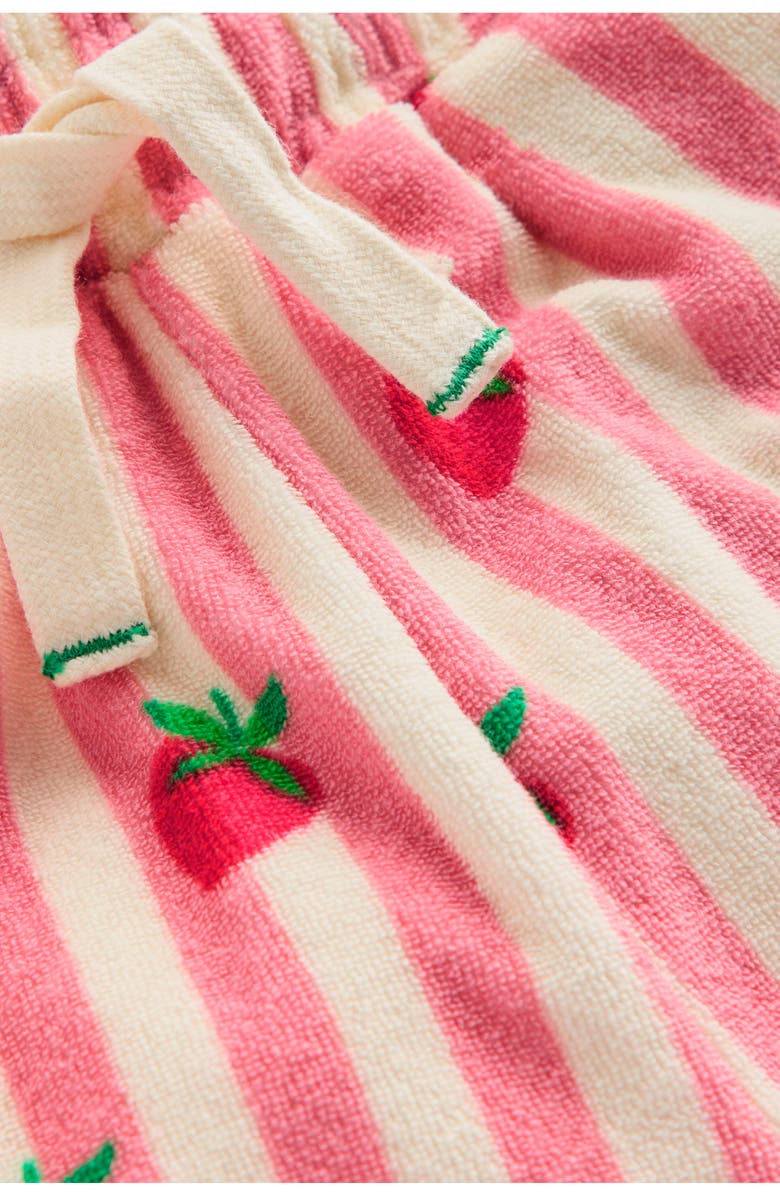 Mini Boden Kids' Cotton Blend Terry Ruffle Shorts, Alternate, color, Stawberry Stripe