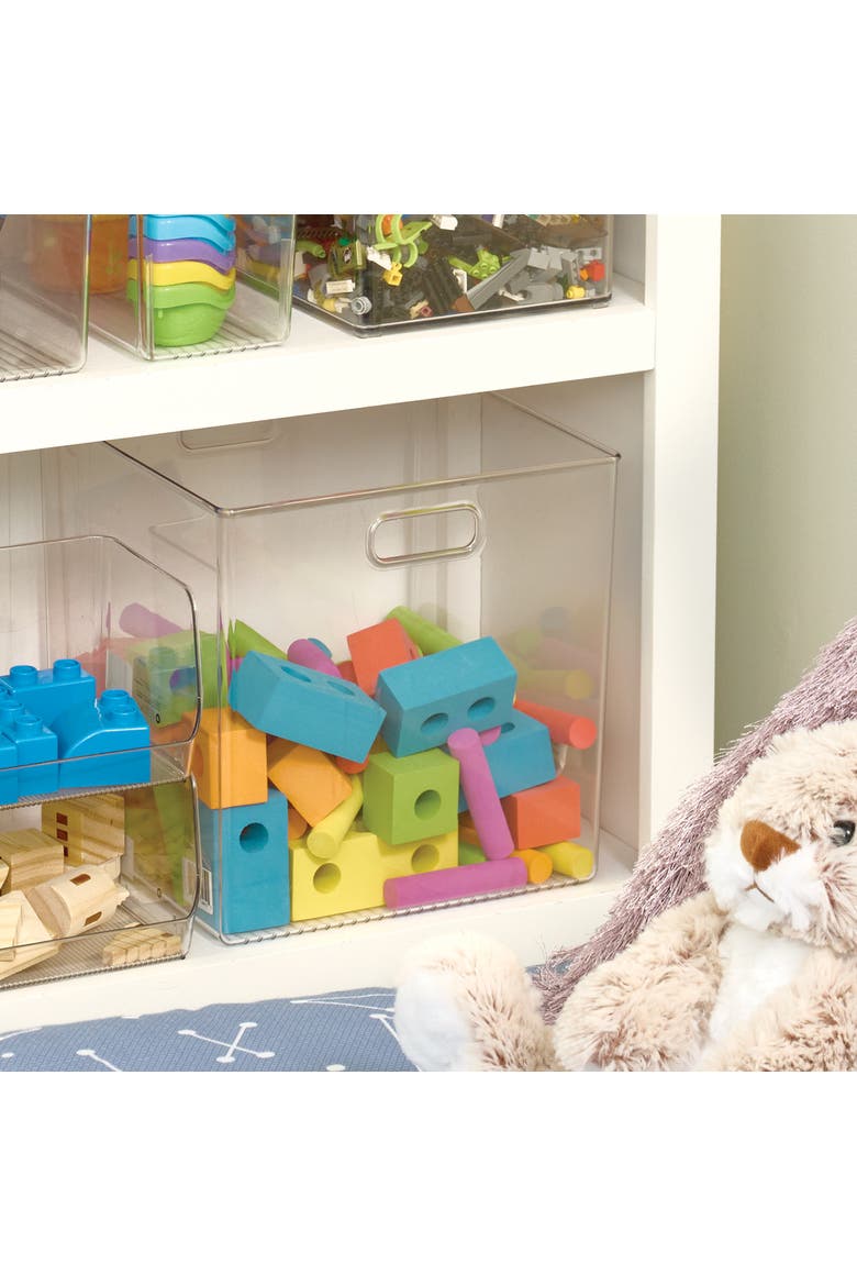 Linus Small Cube Storage Bin with Handles, Set of 4, Clear, Alternate, color, Clear